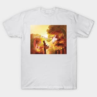 It Starts, As It Will End, In A Garden, Aziraphale and Crowley in Dowling Manor T-Shirt